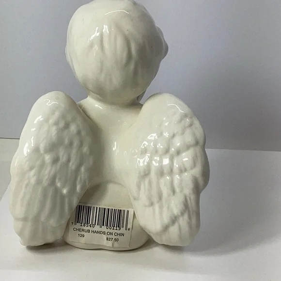 Mud Pie “Cherub Hands On Chin” Ceramic Angel Figurine - Picture 3 of 5
